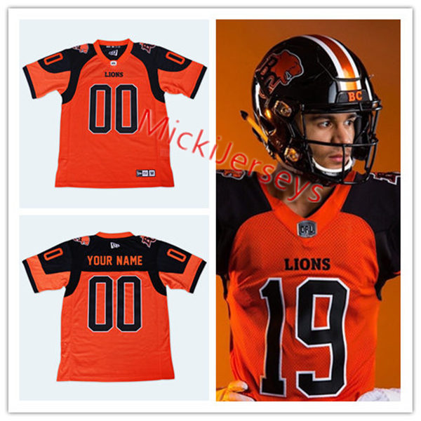 Men's Youth CFL BC Lions Custom 2019 New Era Home Orange Football Jersey Men's Youth CFL BC Lions Custom 2019 New Era Home Orange Football Jersey